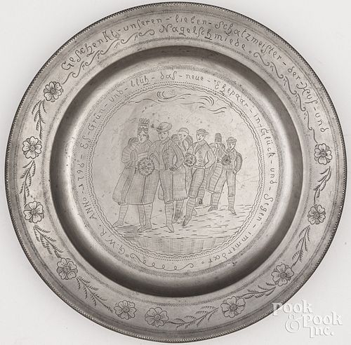 PEWTER PLATE, LATE 18TH C.Pewter