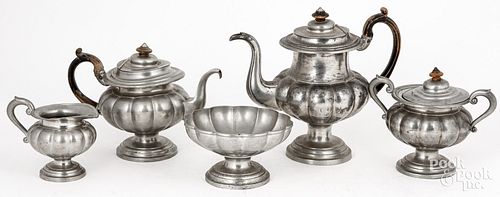 FIVE PIECE PEWTER COFFEE AND TEA 30db0e