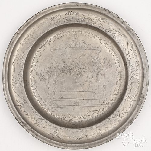 CONTINENTAL PEWTER COMMUNION DISH, 18TH/19TH