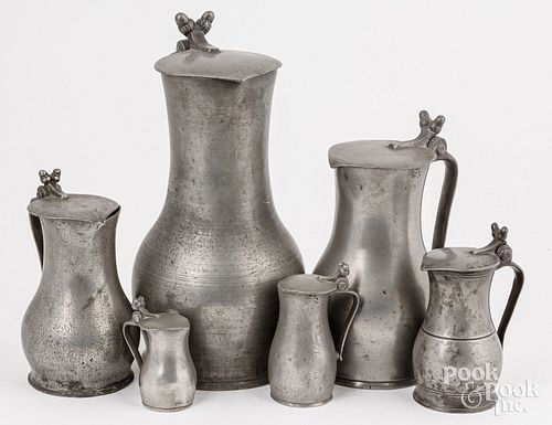 SIX PEWTER MEASURES, CA. 1775Jersey,