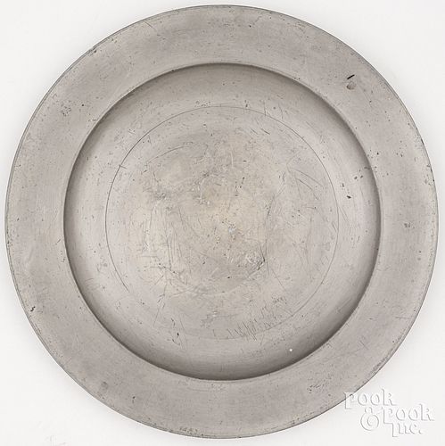 PEWTER DISH CA 1830Samuel Woods 30db1c