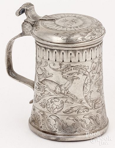 GERMAN PEWTER TANKARD, LATE 18TH