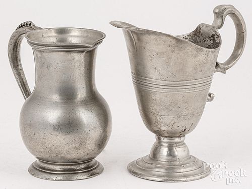 TWO FRENCH PEWTER PITCHERS 18TH 30db30