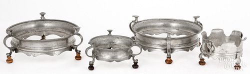 FOUR DUTCH PEWTER DISH RINGS, 18TH