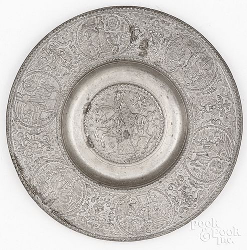 GERMAN PEWTER PLATE, 17TH C.German