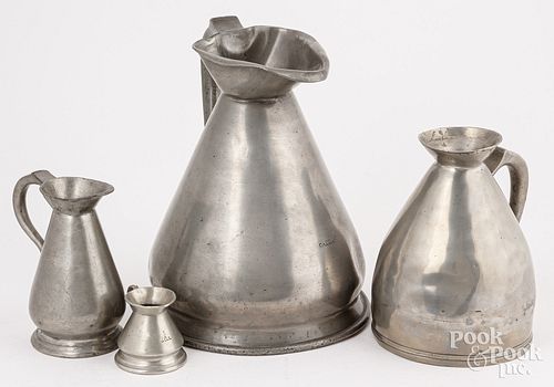 FOUR ASSORTED PEWTER HAYSTACK MEASURESFour 30db4d