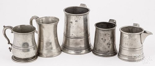 FIVE PEWTER ITEMS 19TH C Five 30db67