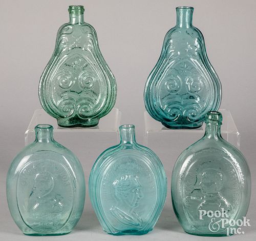 FIVE AQUA GLASS FLASKSFive aqua