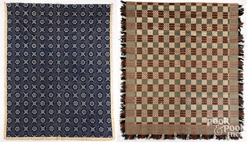 TWO OVERSHOT COVERLETS 19TH C Two 30dc11