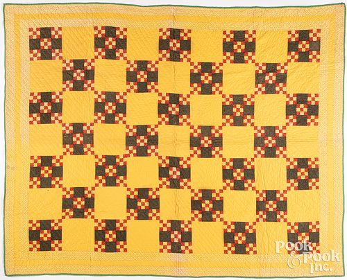 NINE PATCH QUILT, CA. 1900Nine