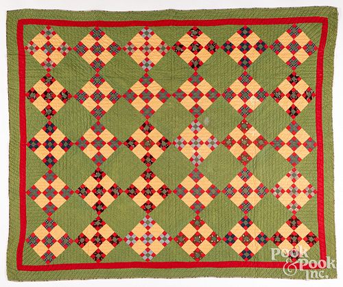 NINE PATCH QUILT, CA. 1900Nine