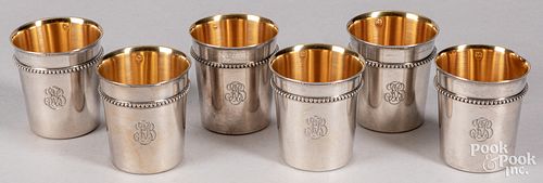 SIX FRENCH MON ODIOT SILVER CUPSSix 30dc25