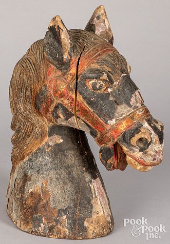 CARVED AND PAINTED HORSE HEADCarved 30dc69