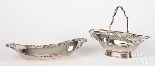 STERLING SILVER BASKET AND TRAYSterling 30dc7e