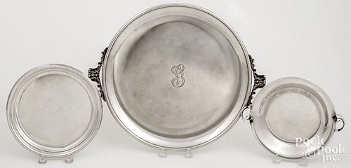 THREE STERLING SILVER TRAYSThree