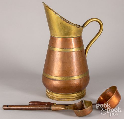 LARGE BRASS AND COPPER PITCHER,