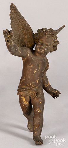 BRONZE CUPID, 19TH C.Bronze cupid,
