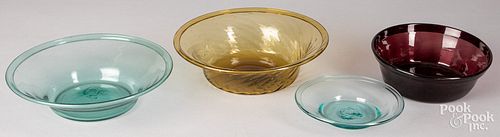 FOUR BLOWN GLASS BOWLS/DISHESFour