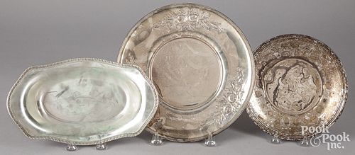 THREE STERLING SILVER SERVING DISHESThree