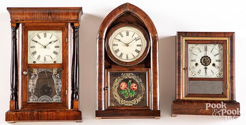 THREE ROSEWOOD MANTLE CLOCKSThree rosewood