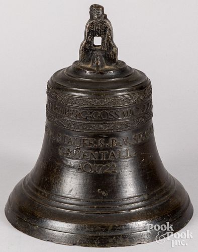 GERMAN BRONZE BELL DATED 1722German 30dd4f