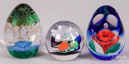 THREE CAITHNESS ART GLASS PAPERWEIGHTSThree