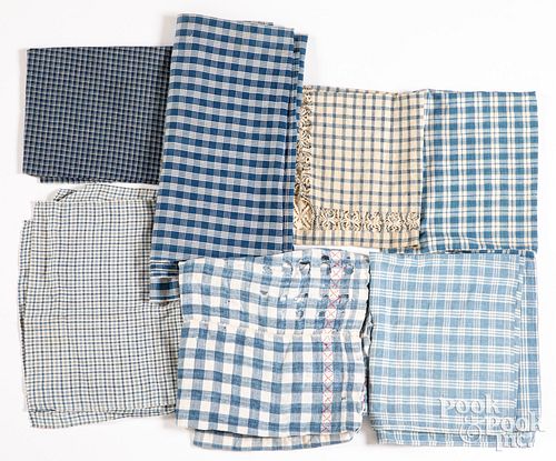 GROUP OF BLUE AND WHITE CHECKED