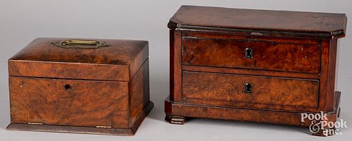 TWO BURLWOOD DRESSER BOXES 19TH 30dd81