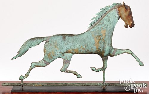 SWELL BODIED COPPER RUNNING HORSE WEATHERVANESwell