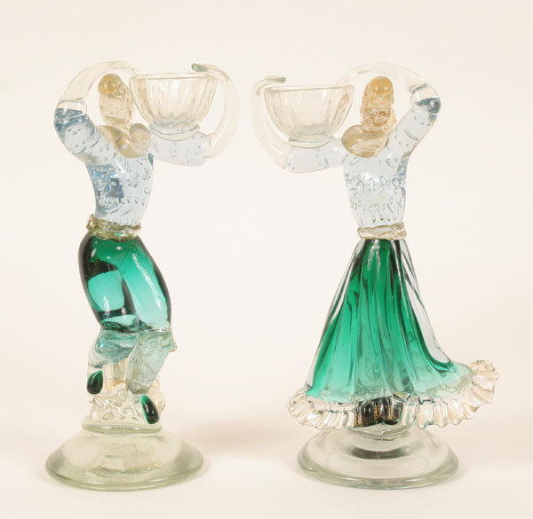 Pair Murano art glass figures carrying 4e306