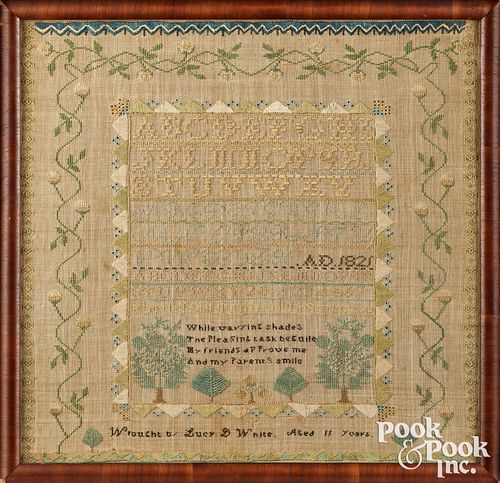 MASSACHUSETTS SILK ON LINEN SAMPLER,