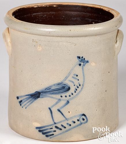 THREE-GALLON STONEWARE CROCK, 19TH