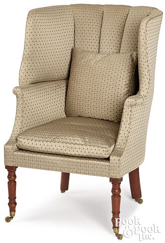 REGENCY MAHOGANY WING CHAIR, CA.