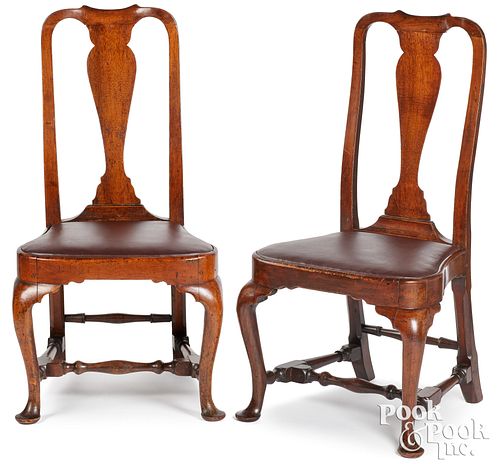 PAIR OF QUEEN ANNE WALNUT COMPASS SEAT 30de8f