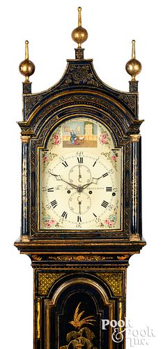 ENGLISH JAPANNED TALL CASE CLOCK,