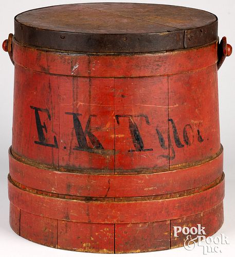 PAINTED FIRKIN, 19TH C.Painted