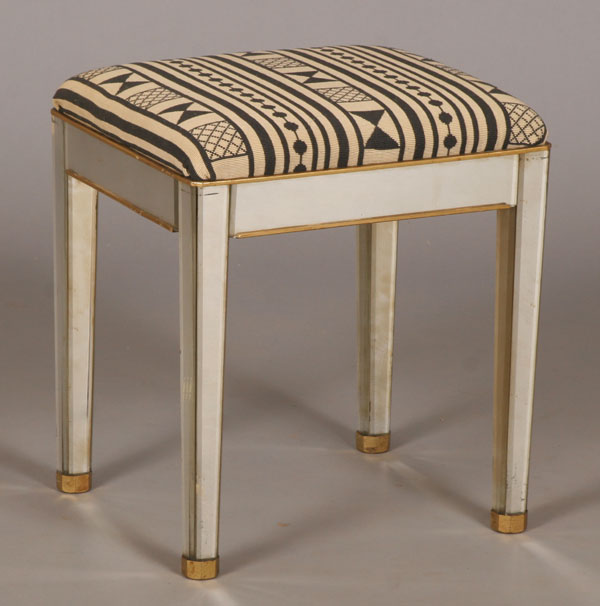 Art Deco mirrored stool with geometric 4e317