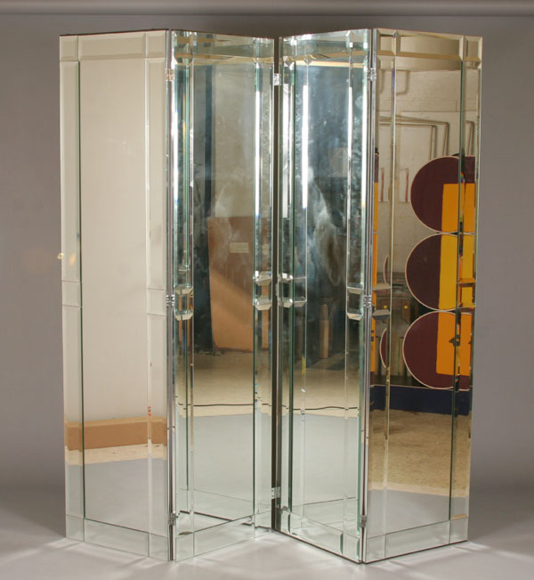 Tall Art Deco mirrored four panel