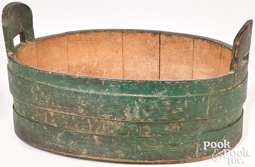 SMALL GREEN PAINTED TUB, 19TH C.Small