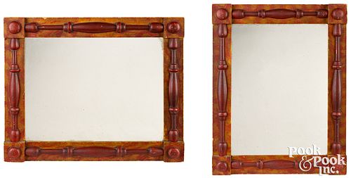 PAIR OF PAINT DECORATED MIRRORS,