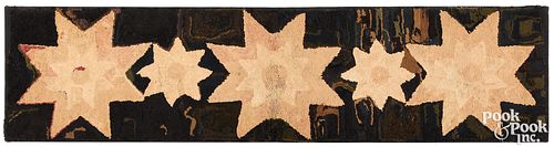 HOOKED RUG WITH STARS, LATE 19TH