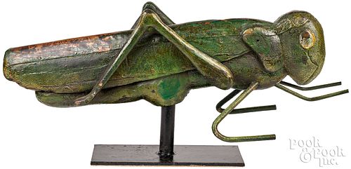 CARVED AND PAINTED GRASSHOPPER