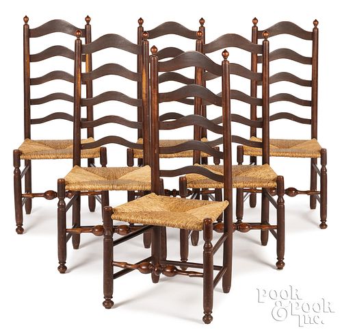 SET OF SIX LADDERBACK DINING CHAIRS  30df52