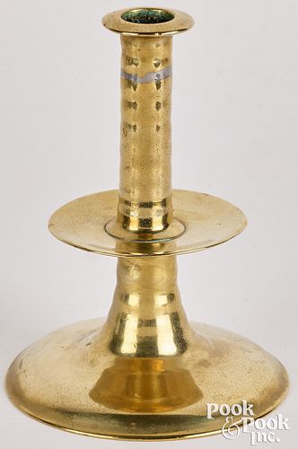 ENGLISH BRASS TRUMPET CANDLESTICK,