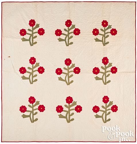 FLORAL APPLIQUé QUILT, LATE 19TH