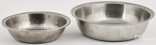 TWO PHILADELPHIA PEWTER BASINS,