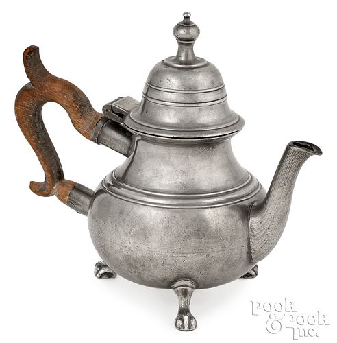 PHILADELPHIA PEWTER FOOTED TEAPOT  30dfb0