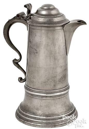 NEW YORK PEWTER FLAGON, MID 19TH