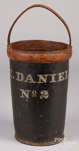 PAINTED LEATHER FIRE BUCKET 19TH 30dfdb