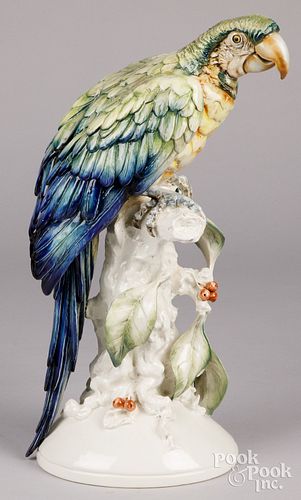 LARGE ITALIAN PORCELAIN PARROTLarge